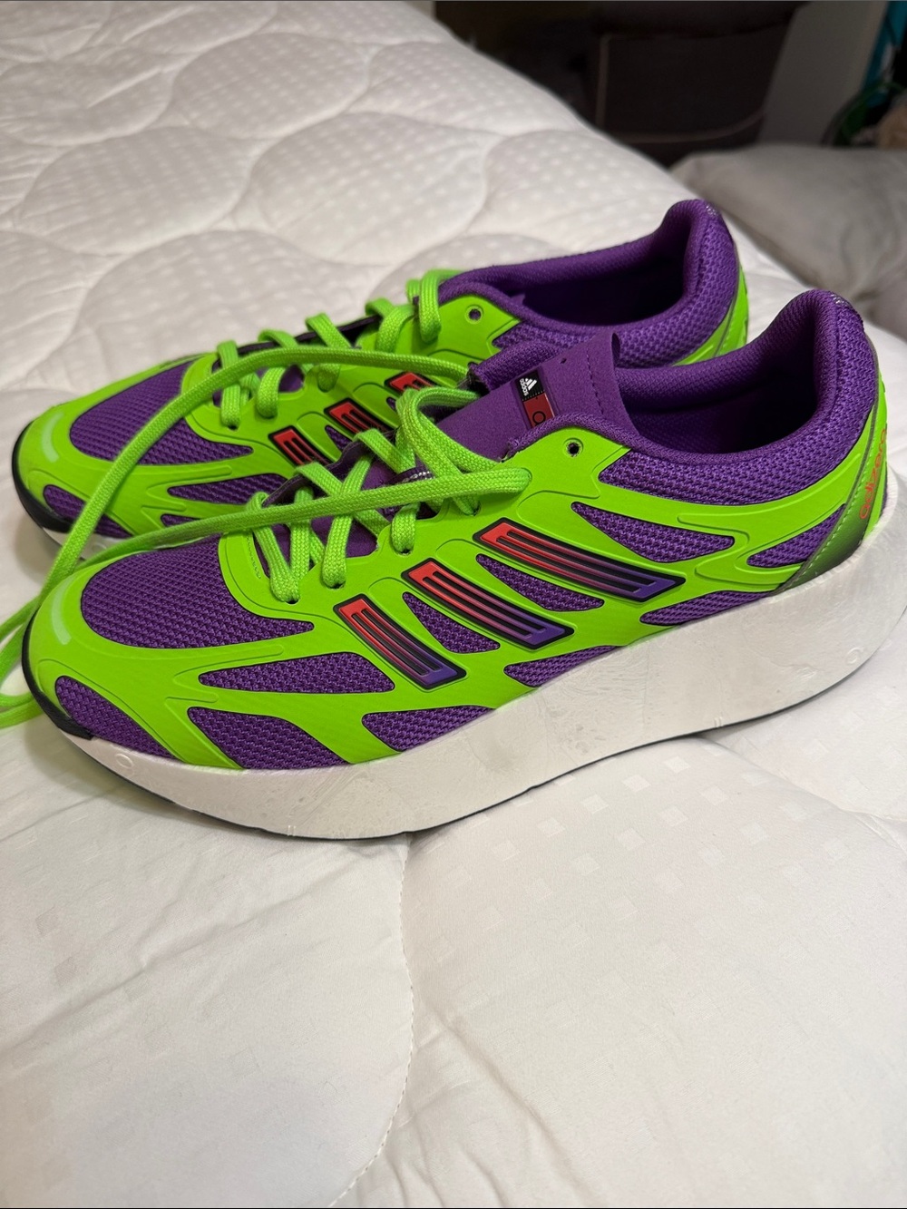 Adidas Adizero Vibrant Purple & Neon Green Women's Athletic Sneakers